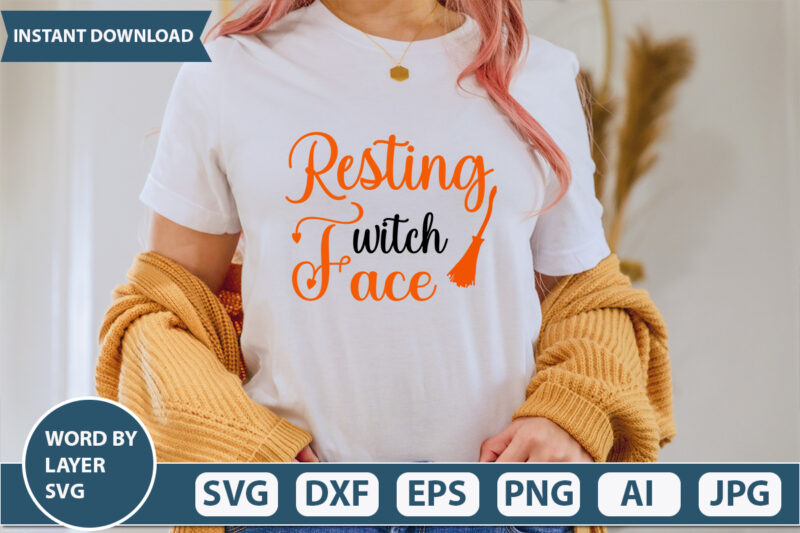 Resting Witch Face SVG Vector for t-shirt