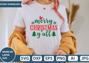 MERRY CHRISTMAS Y’ALL SVG Vector for t-shirt