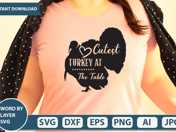 Cutest turkey at the table svg vector for t-shirt