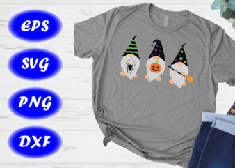 Halloween gnome Shirt, witch gnome, fall gnome, wizard halloween Print Template gnome
