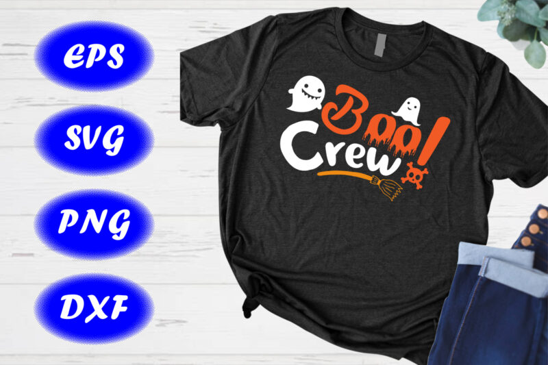 Halloween Boo Crew Shirt, Cute ghost, Broom, Skull Shirt, Print Template