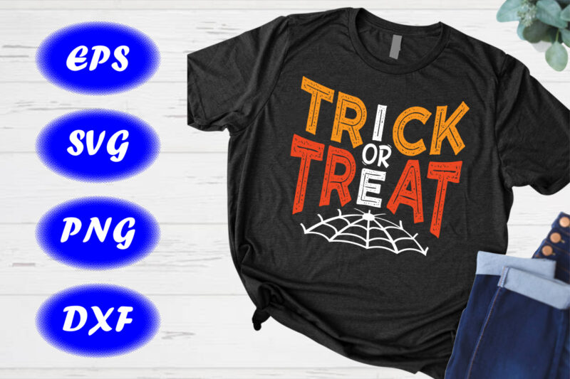 Trick Or Treat Shirt Spider Net Print Template Halloween Shirt
