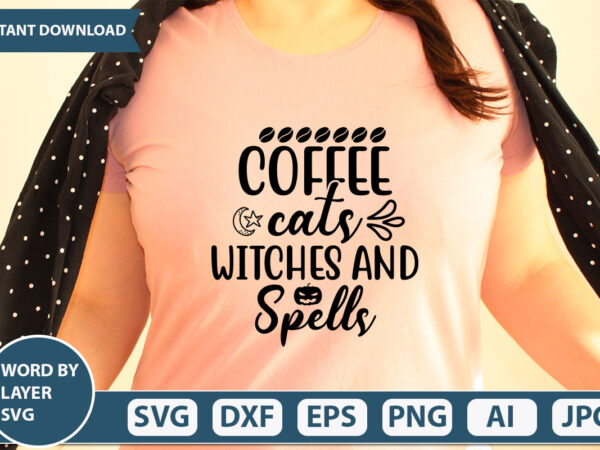 Coffee cats witches and spells svg vector for t-shirt