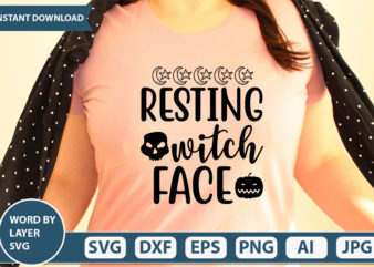 resting witch face SVG Vector for t-shirt