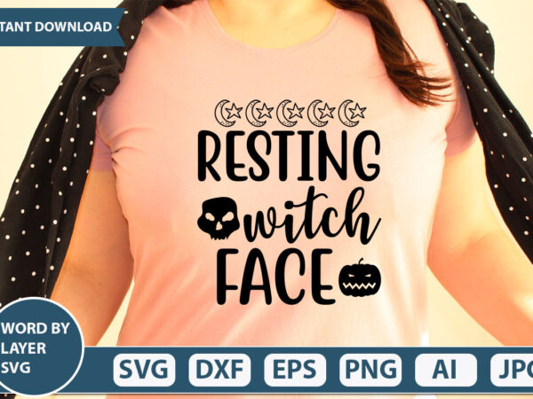 Resting witch face svg vector for t-shirt