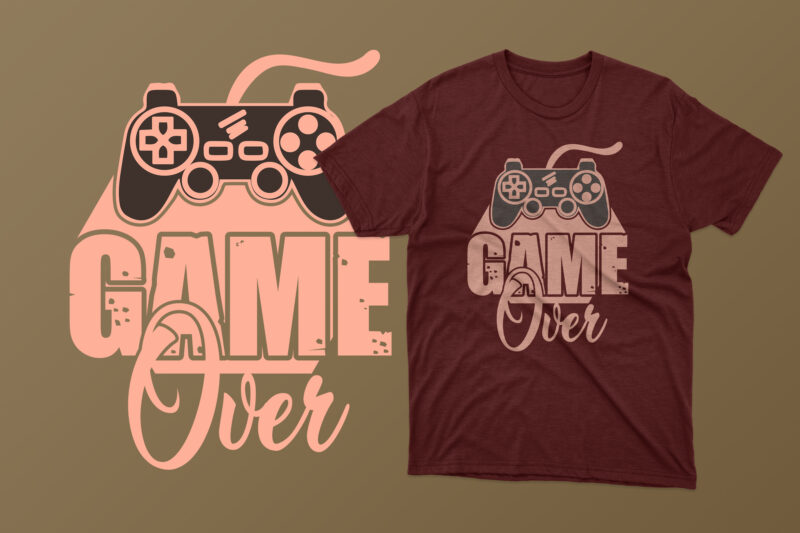 Game over gaming t shirt design with typography quotes design / Gaming tshirt / Gamer t shirt/ Joystick t shirt/ Joypad shirt /