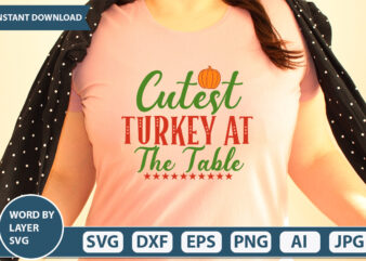 CUTEST TURKEY AT THE TABLE SVG Vector for t-shirt