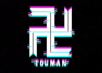 touman gang glitch logo t shirt designs for sale