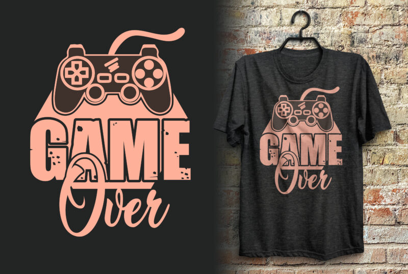 Game over gaming t shirt design with typography quotes design / Gaming tshirt / Gamer t shirt/ Joystick t shirt/ Joypad shirt /