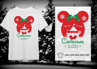Christmas 2021 Gift, Mickey Head Castle Silhouette SVG Diy Crafts Svg Files For Cricut, Silhouette Sublimation Files