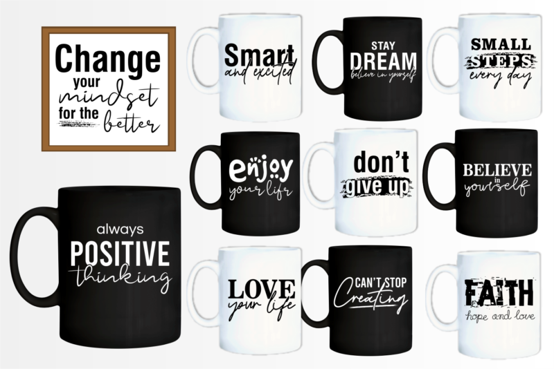 motivational inspirational quotes svg t shirt designs bundle / mug designs
