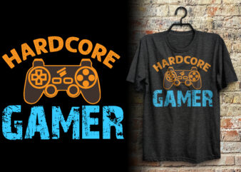 Hardcore gamer gaming t shirt design with graphics