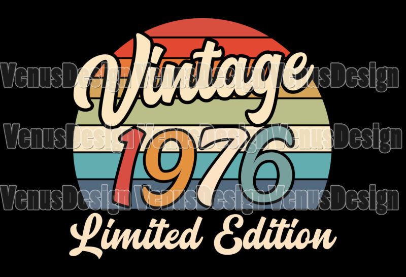 Vintage 1976 Birthday Limited Edition Editable Tshirt Design