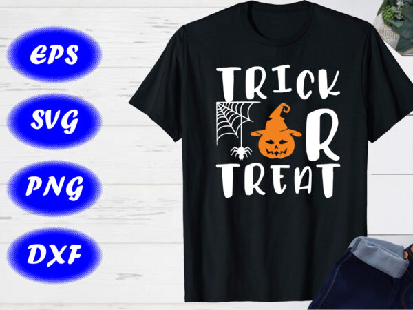 Trick or treat halloween design print template, halloween pumpkin, spider net