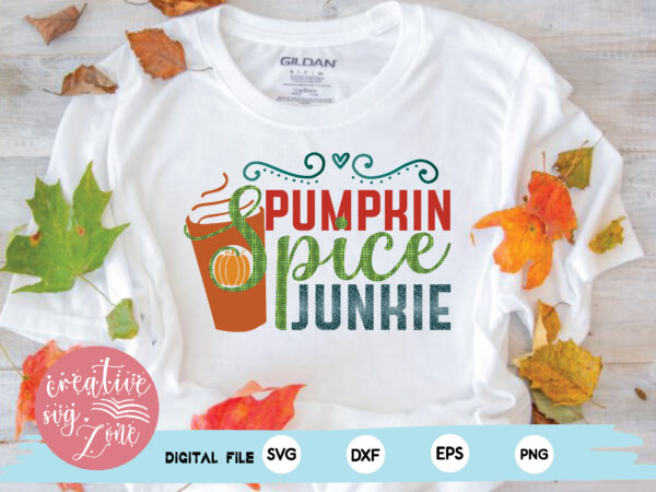 Pumpkin spice junkie t shirt illustration