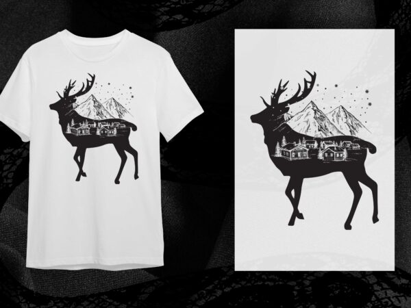 Woodland deer silhouette gift diy crafts svg files for cricut, silhouette sublimation files t shirt design for sale