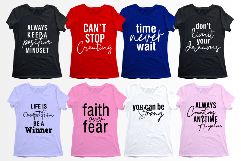 motivational inspirational quotes svg t shirt designs bundle / mug designs