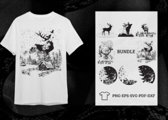 Deer Hometown Bundle Silhouette SVG Diy Crafts Svg Files For Cricut, Silhouette Sublimation Files t shirt vector illustration