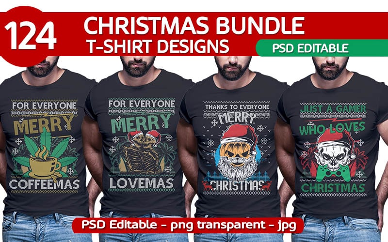 t-shirt vector 124 ugly christmas Tshirt designs bundle part2