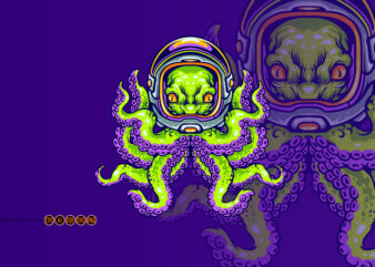 Alien octopus wearing spaceman helmet Kraken