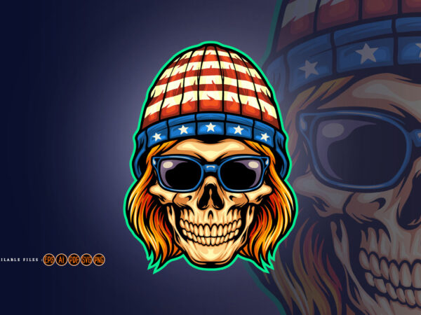 American hat skull rockstar mascot t shirt vector