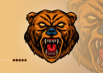 Angry Bear Cartoon Mascot Illustrations t shirt vector