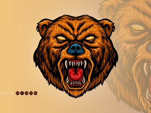 Angry bear cartoon mascot illustrations t shirt vector
