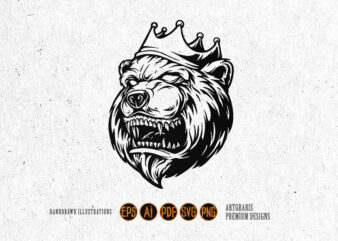 Angry Bear King Logo extreme Sport Silhouette