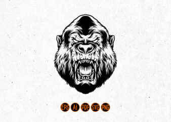 Angry Gorilla Head Silhouette Vector