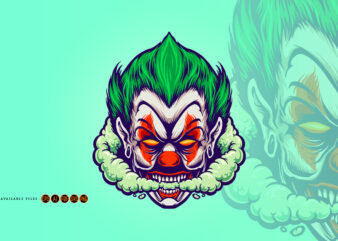 Angry Head Joker Smoking Joint Cloud t shirt vector