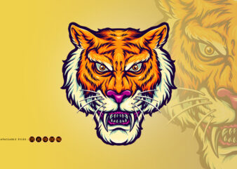Angry Tiger Head Mascot Illustrations