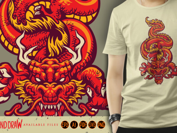 Animal red dragon asia oriental t shirt vector