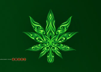 Cannabis Leaf Tribal Tattoo Illustrations t shirt vector file