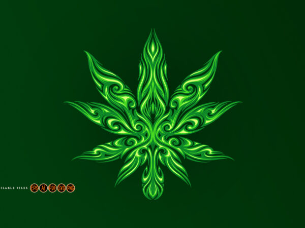Cannabis leaf tribal tattoo illustrations t shirt vector file