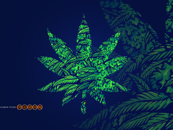 Cannabis marijuana leaf illustrations t shirt vector file