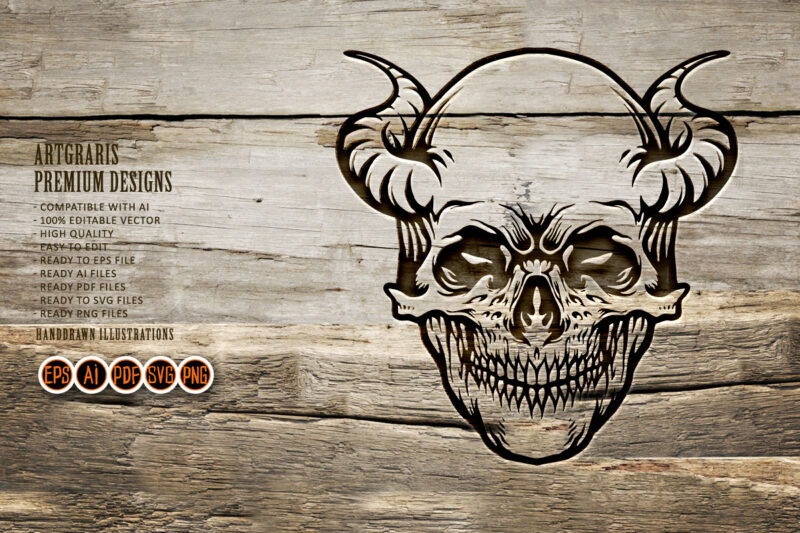 Tattoo Demon Skull Horn Silhouette