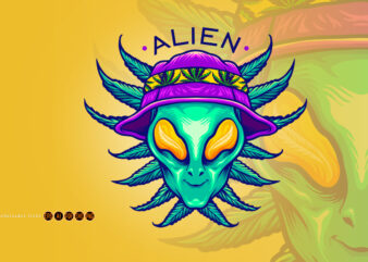 Alien Summer Weed Cannabis Mascot