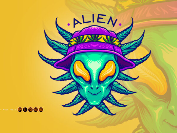 Alien summer weed cannabis mascot t shirt vector Alien summer weed cannabis mascot t shirt vector