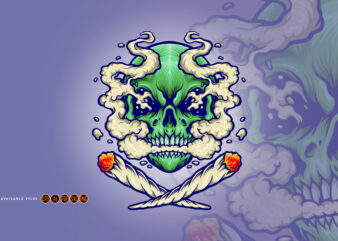 Skull Smoking a Marijuana Cloud