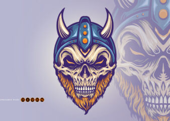 Viking Skull Head with Horn Helmet t shirt vector art