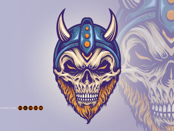 Viking skull head with horn helmet t shirt vector art