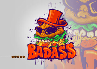 Badass Big Hamburger Hat Logo t shirt template
