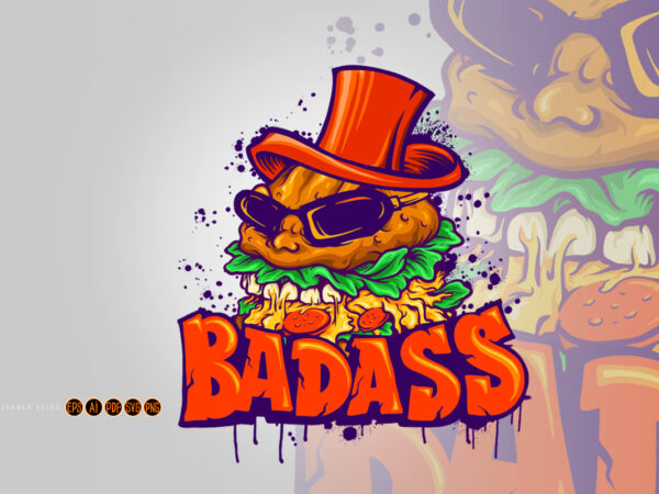 Badass big hamburger hat logo t shirt template