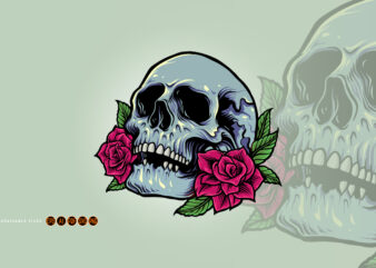 Sugar Skull Anatomy with Roses Tattoo Illustrations t shirt template vector
