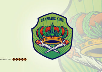 Cannabis King Crown Badge Logo t shirt vector file