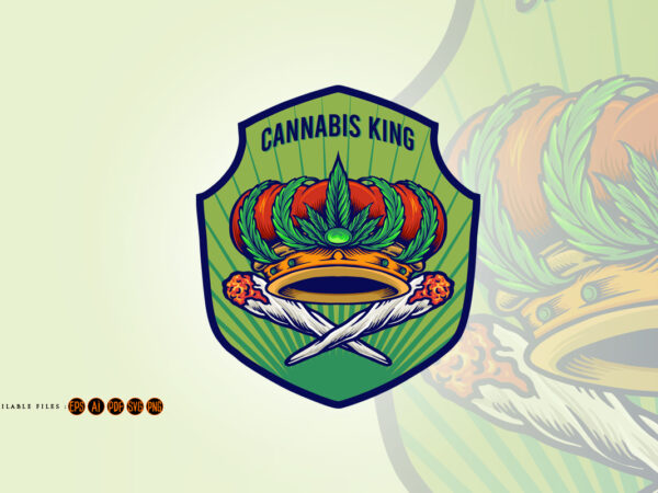Cannabis king crown badge logo t shirt vector file