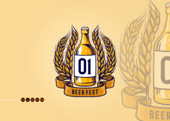 Vintage Wheat Beer Bottle and Ribbon t shirt vector art