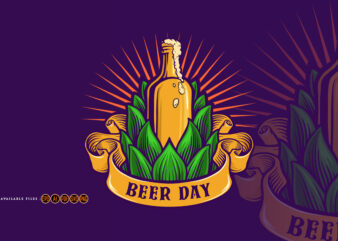 Beer Day Brewery icon Bootle and Banner Illustrations