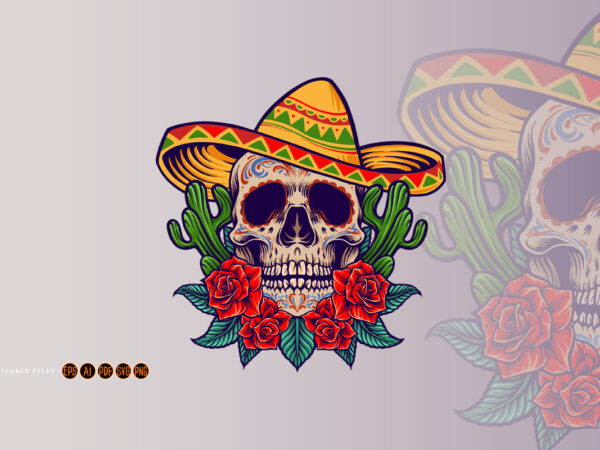 Cinco de mayo mexican skull logo mascot t shirt vector file