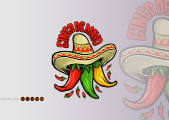 Logo Restaurant Cinco de Mayo Mexican Chili Mascot